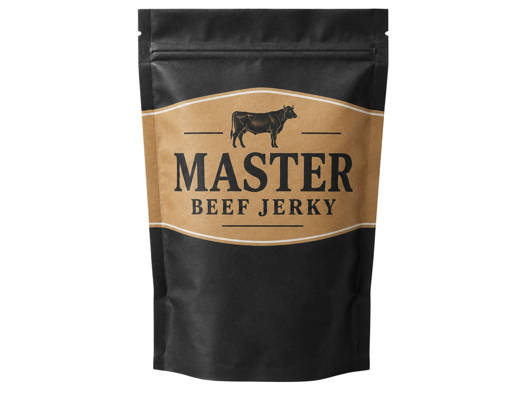 Master Beef Jerky bag mockup